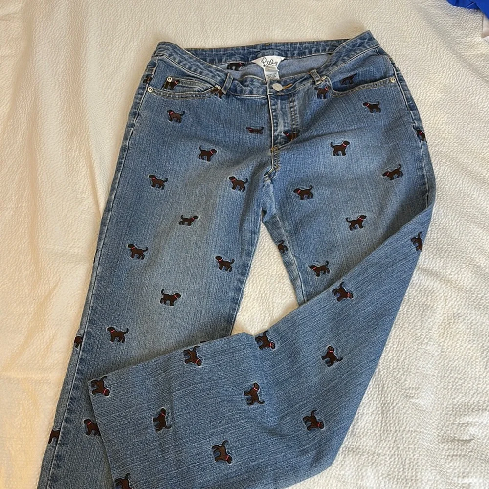 Lilly Pulitzer Blue Straight Leg Jeans with Unique‎ Print